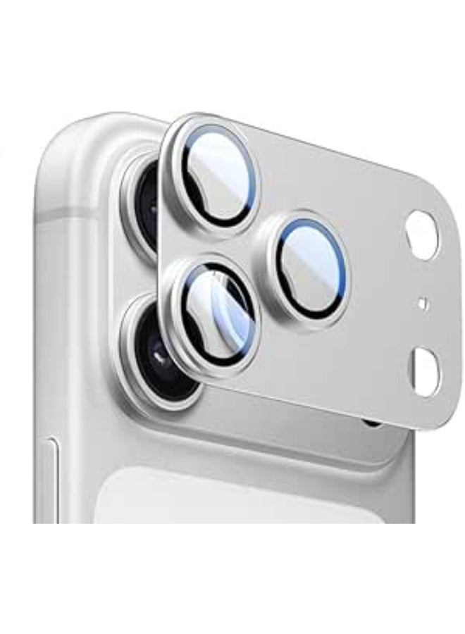 واقي عدسة الكاميرا متوافق مع تحويل الكاميرا إلى (16 Pro Max / 14 Pro Max / 15 Pro Max إلى 17 Pro Max) - [مقاوم للكسر بدرجة عسكرية] [التصاق قوي] كاميرا زجاجية مقواة (فضية) - Image 1