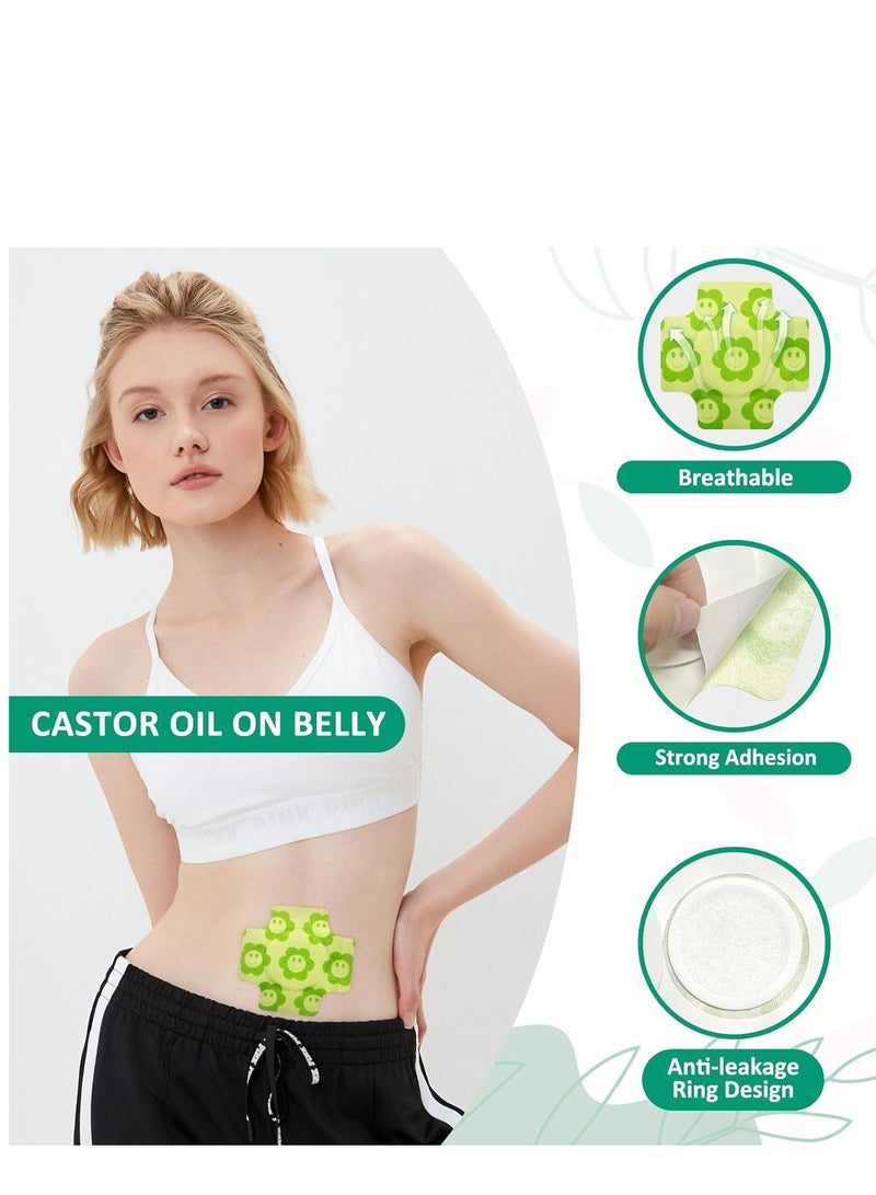 إسكدنيا 20 قطعة غلاف زيت الخروع لسرة البطن ، زيت الخروع القابل للتصرف في زر البطن للتخلص من السموم من الكبد ، غلاف زيت الخروع ذاتي اللصق عالي الامتصاص ، قطن عضوي مضاد للتسرب ، لا غسيل ، سهل الاستخدام - Image 4