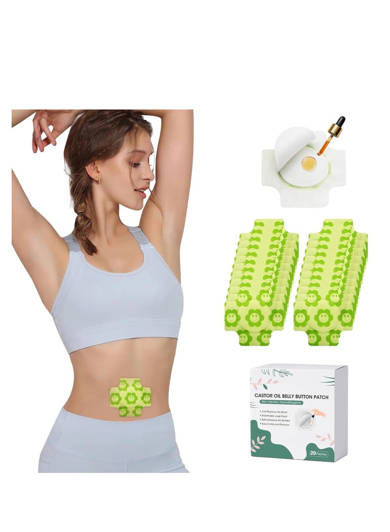 إسكدنيا 20 قطعة غلاف زيت الخروع لسرة البطن ، زيت الخروع القابل للتصرف في زر البطن للتخلص من السموم من الكبد ، غلاف زيت الخروع ذاتي اللصق عالي الامتصاص ، قطن عضوي مضاد للتسرب ، لا غسيل ، سهل الاستخدام - Image 1