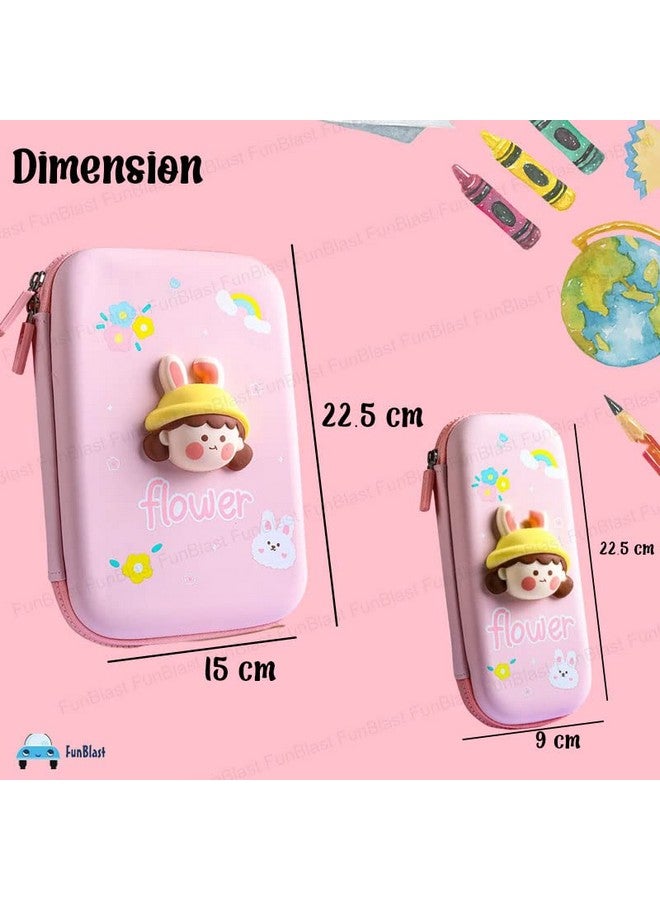 فنبلاست حافظة أقلام FunBlast بتصميم كرتوني - حافظة أقلام EVA ثلاثية الأبعاد، حافظة أقلام متعددة الأغراض بسحاب للأطفال، حقيبة أقلام وأقلام رصاص لأطفال المدارس والفتيات، صندوق تخزين أدوات مكتبية Kawaii (عبوة من قطعتين بتصميم زهور) - Image 2