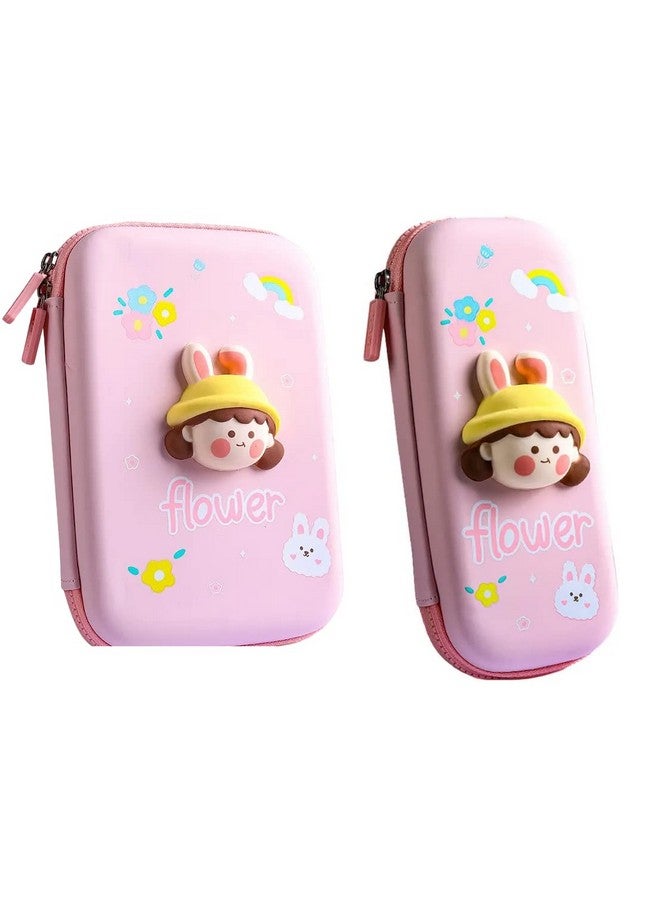 فنبلاست حافظة أقلام FunBlast بتصميم كرتوني - حافظة أقلام EVA ثلاثية الأبعاد، حافظة أقلام متعددة الأغراض بسحاب للأطفال، حقيبة أقلام وأقلام رصاص لأطفال المدارس والفتيات، صندوق تخزين أدوات مكتبية Kawaii (عبوة من قطعتين بتصميم زهور) - Image 1