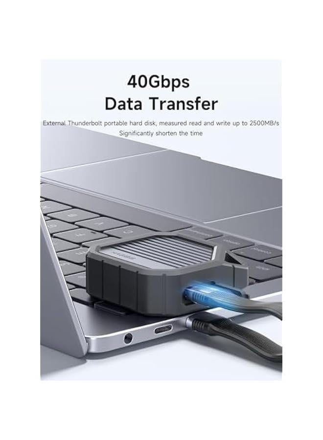 USB 4 Cable Portable Keychain 0.4ft, 240W Charging USB C Cable, 40Gbps Data Transfer, 8K 60Hz Video Display for iPhone 16 15 Pro Max, iPad, Thunderbolt 4/3, Hub, External SSD - Image 2