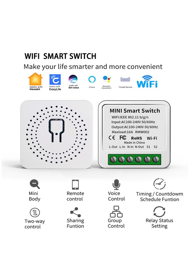 Angmei - Smart WiFi Switch, DIY Smart Relay Switch Module Smart Life/Tuya App, Compatible with Alexa and Google Home Smart Speakers,with Appointment Timing Function,16A (1MINI WiFi Light Switch) - Image 1
