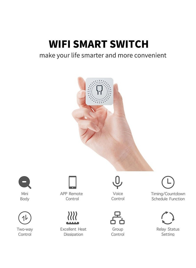 Angmei - Smart WiFi Switch, DIY Smart Relay Switch Module Smart Life/Tuya App, Compatible with Alexa and Google Home Smart Speakers,with Appointment Timing Function,16A (1MINI WiFi Light Switch) - Image 1