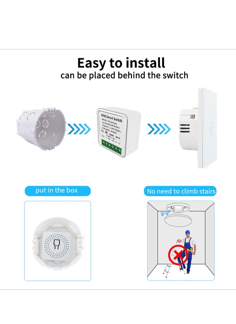 Angmei - Smart WiFi Switch, DIY Smart Relay Switch Module Smart Life/Tuya App, Compatible with Alexa and Google Home Smart Speakers,with Appointment Timing Function,16A (1MINI WiFi Light Switch) - Image 1