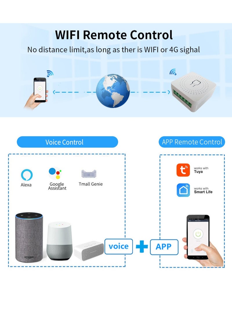 Angmei - Smart WiFi Switch, DIY Smart Relay Switch Module Smart Life/Tuya App, Compatible with Alexa and Google Home Smart Speakers,with Appointment Timing Function,16A (1MINI WiFi Light Switch) - Image 1