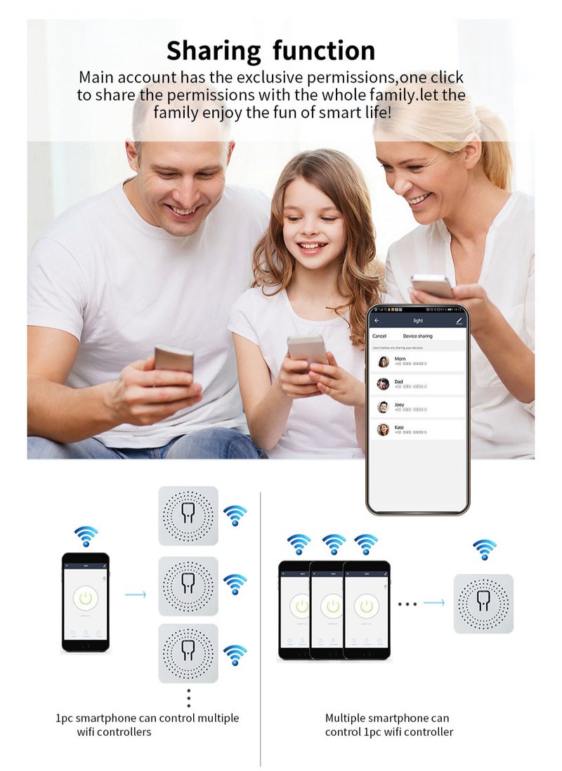 Angmei - Smart WiFi Switch, DIY Smart Relay Switch Module Smart Life/Tuya App, Compatible with Alexa and Google Home Smart Speakers,with Appointment Timing Function,16A (1MINI WiFi Light Switch) - Image 1
