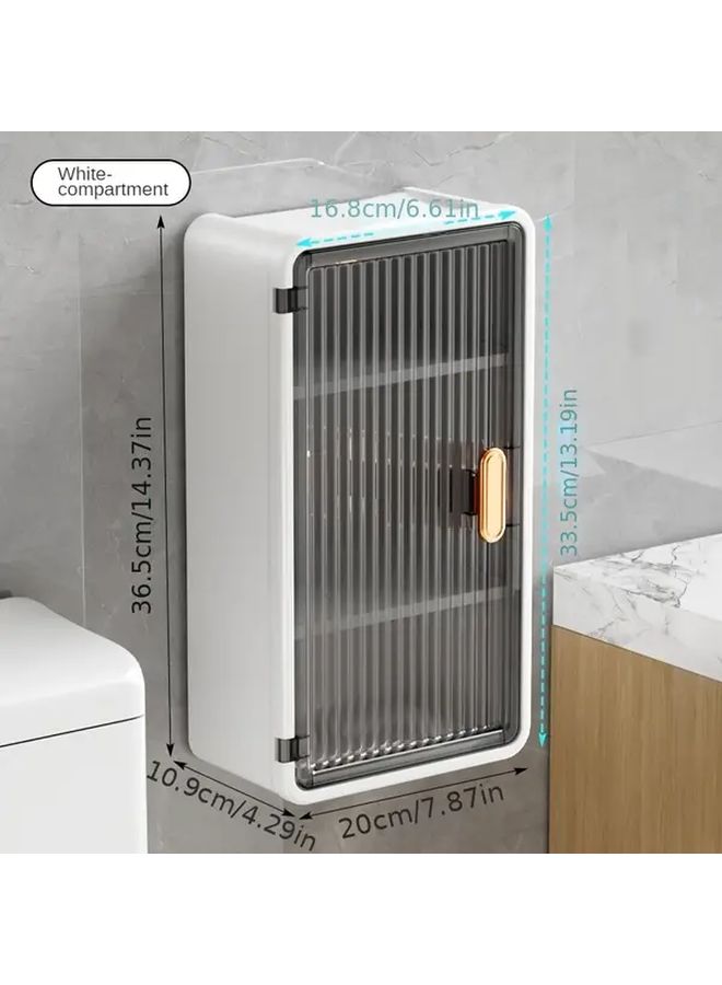 White Wall Mounted Tissue Box No Drill Installation Large Capacity Bathroom Organizer - Image 4