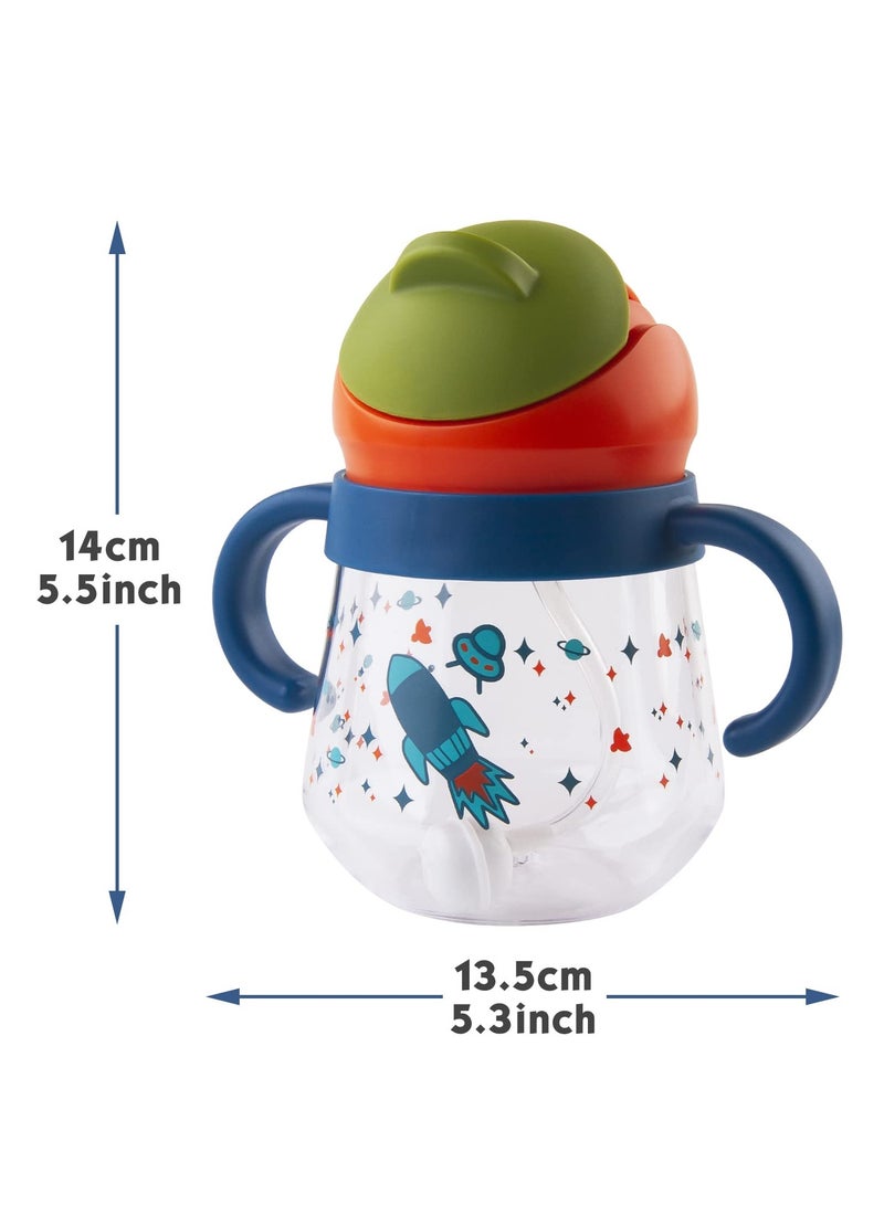 كوب مضاد للانسكاب للاطفال 6 اشهر فما فوق، كوب بقشة موزونة مضادة للانسكاب مع مقابض، كوب بفوهة شرب ناعمة مانعة للتسرب سعة 260 مل، خال من BPA، بلاستيك - Image 2
