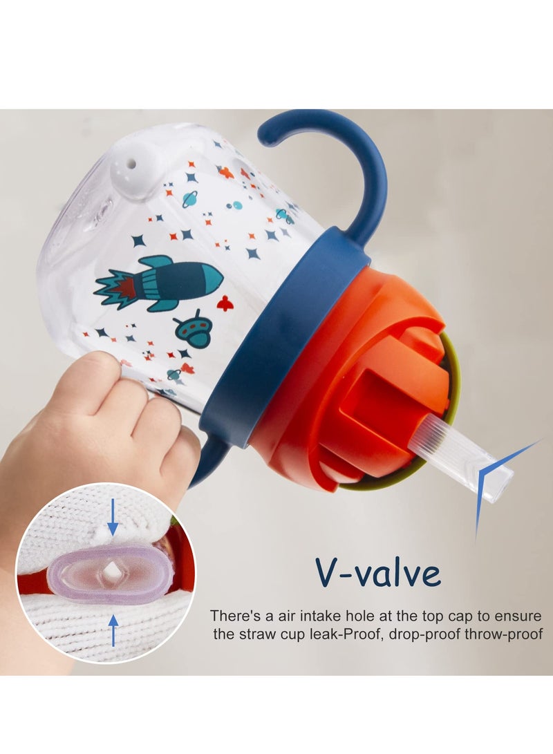 كوب مضاد للانسكاب للاطفال 6 اشهر فما فوق، كوب بقشة موزونة مضادة للانسكاب مع مقابض، كوب بفوهة شرب ناعمة مانعة للتسرب سعة 260 مل، خال من BPA، بلاستيك - Image 4