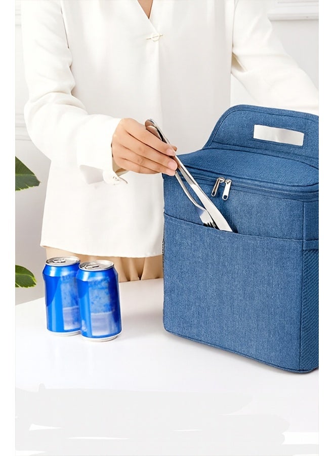 Toshionics Insulated Lunch Box Bag - Leak-Proof Eco-Friendly Oxford Fabric Thermal Food Carrier – 8.5L Capacity – Compact & Durable – With Shoulder Strap & Handle – Multi-Pocket Cooler Tote for Office, School & Travel – Bottle Opener Included – Black, Grey, Blue - Image 3