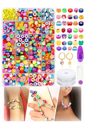 480PCS Fruit Flower Polymer Clay Beads 24 Style Cute Smiley Heart Mushroom Clay Beads Charms for Jewelry Necklace Earring Making DIY Bracelet Making Kit Accessories for Women Girls - pzsku/Z747679AF63E3353E70D9Z/45/_/1683347722/c00e4de6-815f-4ab2-a493-ec34c092ee96