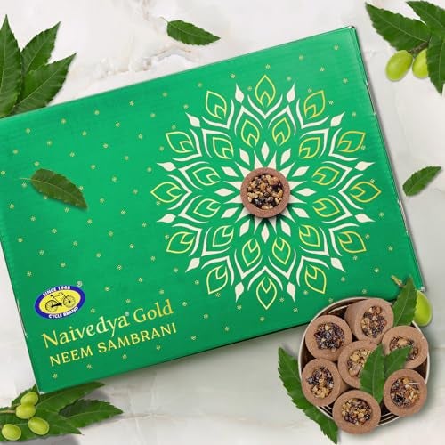 Cycle Pure Naivedya Gold Sambrani Dhoop Cups (Neem), 18 pcs with Holder | Charcoal-Free Havan Cups for Puja, Home & Festivals | Natural Guggal Dhoop for Rituals | Premium Dhoop Cones - Image 1