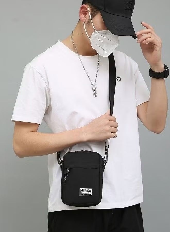 Bukela Mens Crossbody Bag Shoulder Bag with Adjustable Strap and Top Handle Multi-layer Functional New Trends Fashion Handbag Black - Image 1