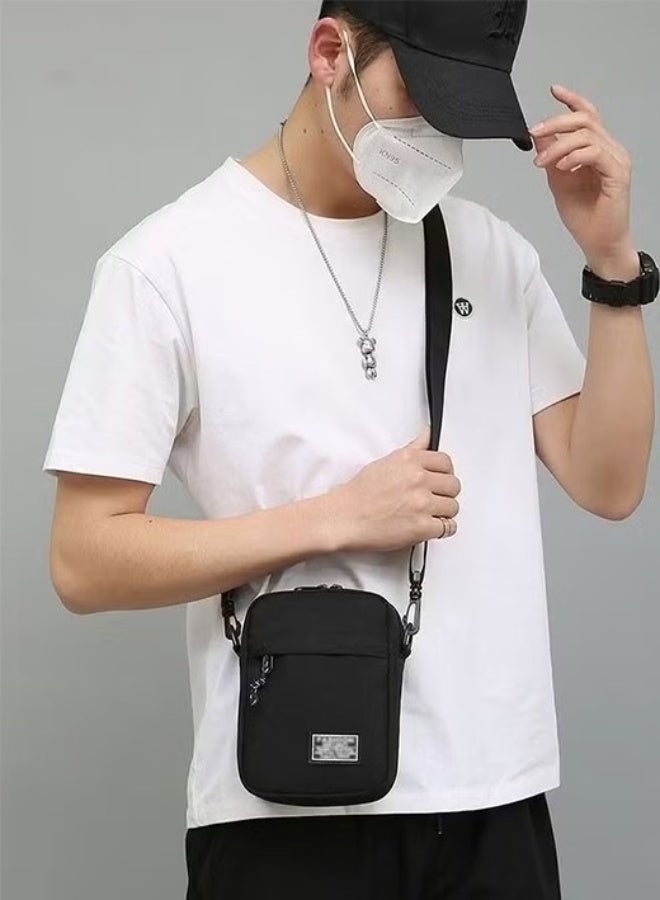 Bukela Mens Crossbody Bag Shoulder Bag with Adjustable Strap and Top Handle Multi-layer Functional New Trends Fashion Handbag Black - Image 1