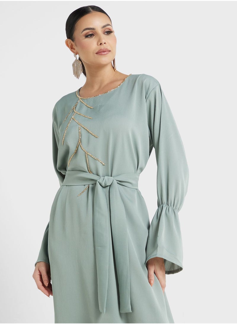 hayas closet - Embellished Belted Jalabiya - Image 1