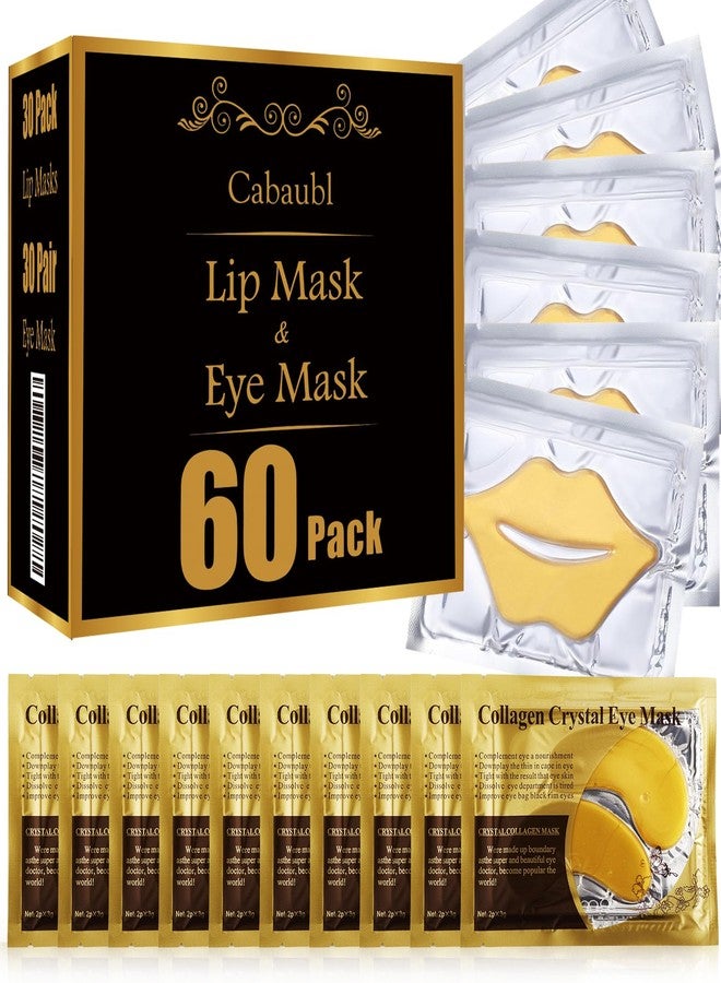 Cabaubl 60 Pcs Lip Masks & Eye Masks,Gold Lip Masks,Gold Under Eye Patches for Puffy Eyes and Dark Circles,Collagen Lip Mask Sheet,Moisturizing Lip & Eye Masks Skincare for Dry Lip,Reducing Fine Lines - Image 1