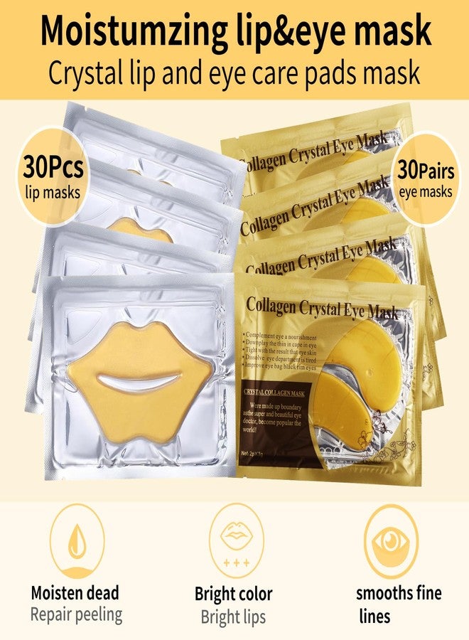 Cabaubl 60 Pcs Lip Masks & Eye Masks,Gold Lip Masks,Gold Under Eye Patches for Puffy Eyes and Dark Circles,Collagen Lip Mask Sheet,Moisturizing Lip & Eye Masks Skincare for Dry Lip,Reducing Fine Lines - Image 2