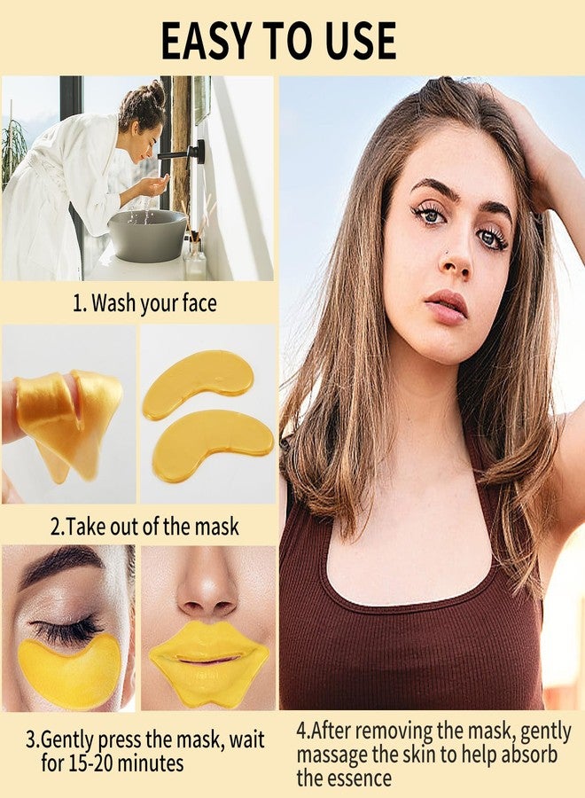 Cabaubl 60 Pcs Lip Masks & Eye Masks,Gold Lip Masks,Gold Under Eye Patches for Puffy Eyes and Dark Circles,Collagen Lip Mask Sheet,Moisturizing Lip & Eye Masks Skincare for Dry Lip,Reducing Fine Lines - Image 5