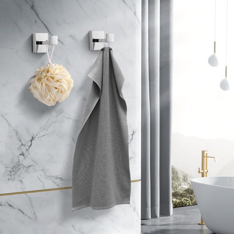 Fenas Heavy Duty Stainless Steel Towel Hooks, Wall Mounted Square Robe Hooks for Bathroom, Kitchen, Bedroom, Hotel Chrome Polished 2 Pack - Image 3