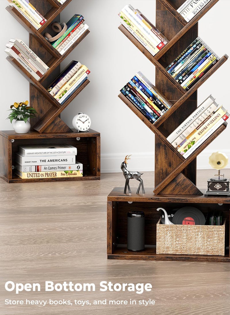 Onelight 6-Layer Solid Wood Bookshelf Floor Lamp with Light for Book Storage, Suitable for Living Room, Bedroom and Home Office, Brown - Image 5