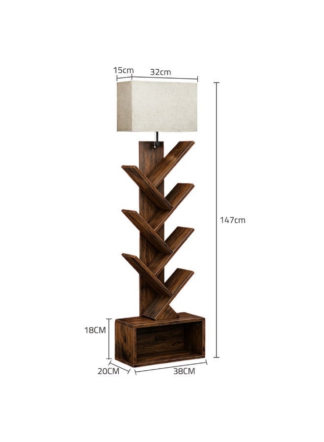 Onelight 6-Tier Tree Bookshelf with Built-in LED Floor Lamp, Solid Wood Open Display Bookcase with Storage Shelves, 3 Color Dimmable Standing Light with Remote, Decorative Display Shelf for Living Room Bedroom Majlis Home Decor - Image 4