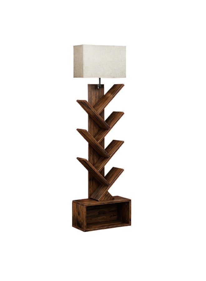 Onelight 6-Tier Tree Bookshelf with Built-in LED Floor Lamp, Solid Wood Open Display Bookcase with Storage Shelves, 3 Color Dimmable Standing Light with Remote, Decorative Display Shelf for Living Room Bedroom Majlis Home Decor - Image 3