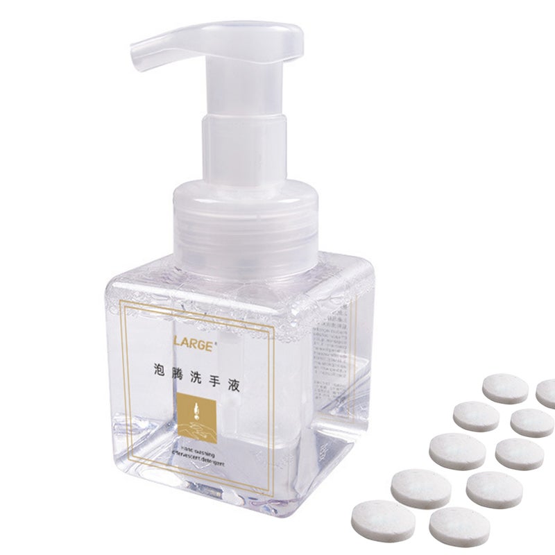 10PCS Effervescent Tablets with 200ml Refillable Bottle Set Effervescent Hand Sanitizer Washing Foam Hand Sanitizer Travel Dispenser Bottle for Children Adult Hands - Image 1