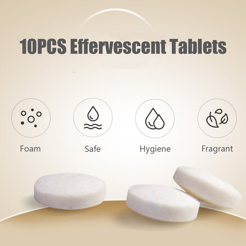 10PCS Effervescent Tablets with 200ml Refillable Bottle Set Effervescent Hand Sanitizer Washing Foam Hand Sanitizer Travel Dispenser Bottle for Children Adult Hands - Image 2