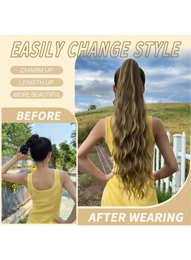 Synthetic Ponytail Wig 26 Inch Gradient Color 4 Clip In Daily Wear Hair Accessory - Image 5