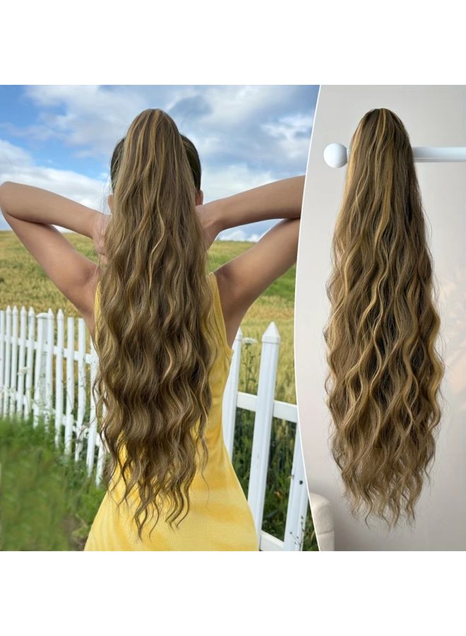 Synthetic Ponytail Wig 26 Inch Gradient Color 4 Clip In Daily Wear Hair Accessory - Image 3