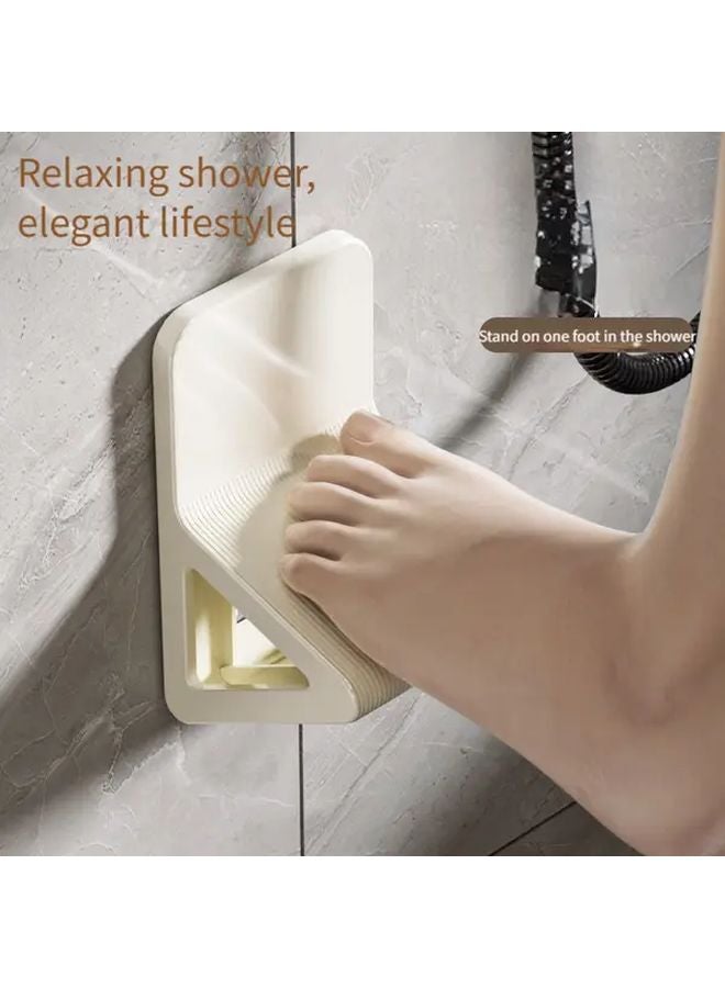 Black Drill Free Wall Mounted Shower Footstool Ergonomic Space Saving Design - Image 2