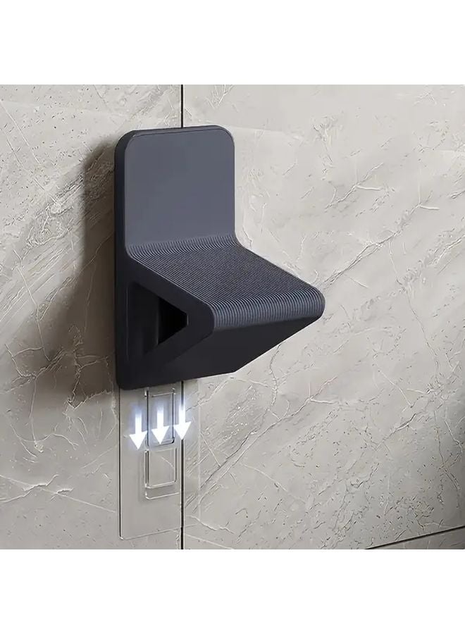 Black Drill Free Wall Mounted Shower Footstool Ergonomic Space Saving Design - Image 1