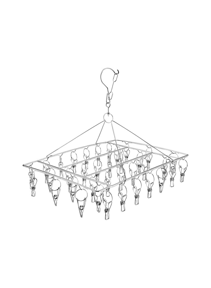 KASTWAVE Stainless Steel Sock Drying Rack, Windproof Sock Hanger Dryer with 36pcs Pegs and Swivel Hook, for Socks, Underwear and Small Items. - Image 1