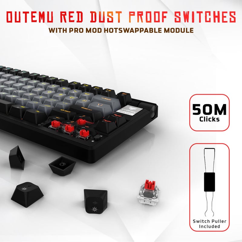 EvoFox Ronin Wired Mechanical Gaming Keyboard | 9 Layer Gasket Sound Dampening Design, Outemu Red Silent Switches, Hot Swappable, Per-Key RGB, nKey Rollover, Volume Knob | Windows Software (Black) - Image 3