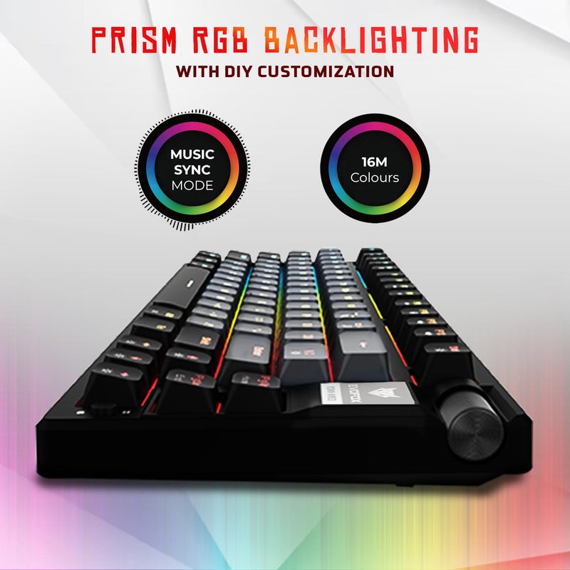 EvoFox Ronin Wired Mechanical Gaming Keyboard | 9 Layer Gasket Sound Dampening Design, Outemu Red Silent Switches, Hot Swappable, Per-Key RGB, nKey Rollover, Volume Knob | Windows Software (Black) - Image 5