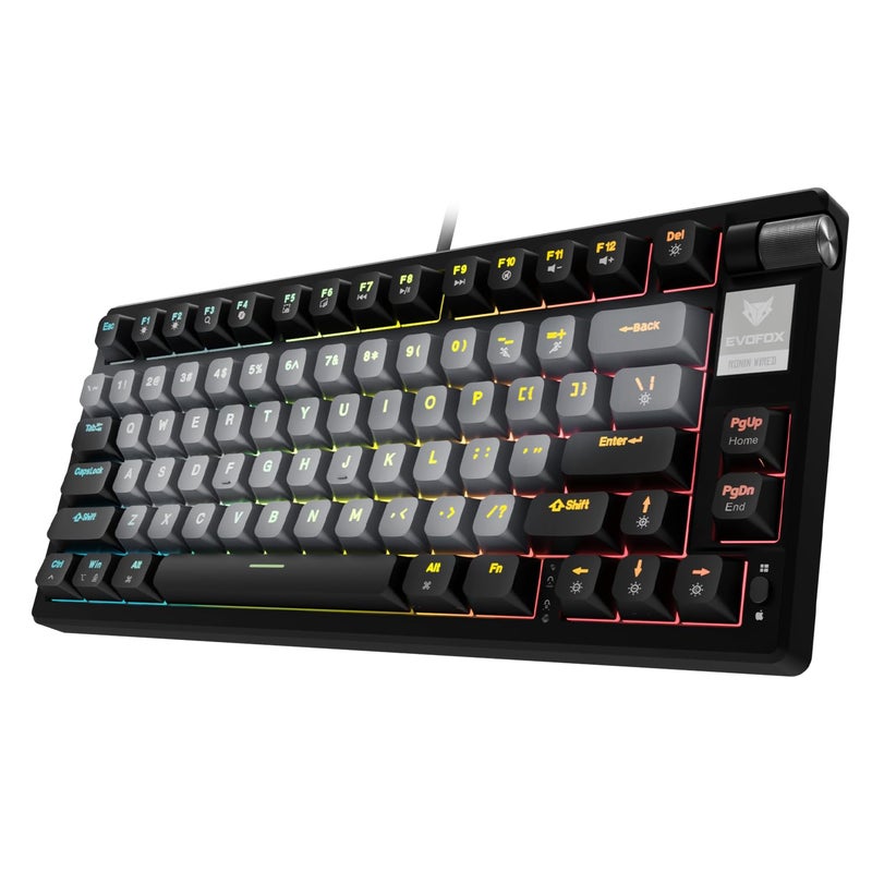 EvoFox Ronin Wired Mechanical Gaming Keyboard | 9 Layer Gasket Sound Dampening Design, Outemu Red Silent Switches, Hot Swappable, Per-Key RGB, nKey Rollover, Volume Knob | Windows Software (Black) - Image 1