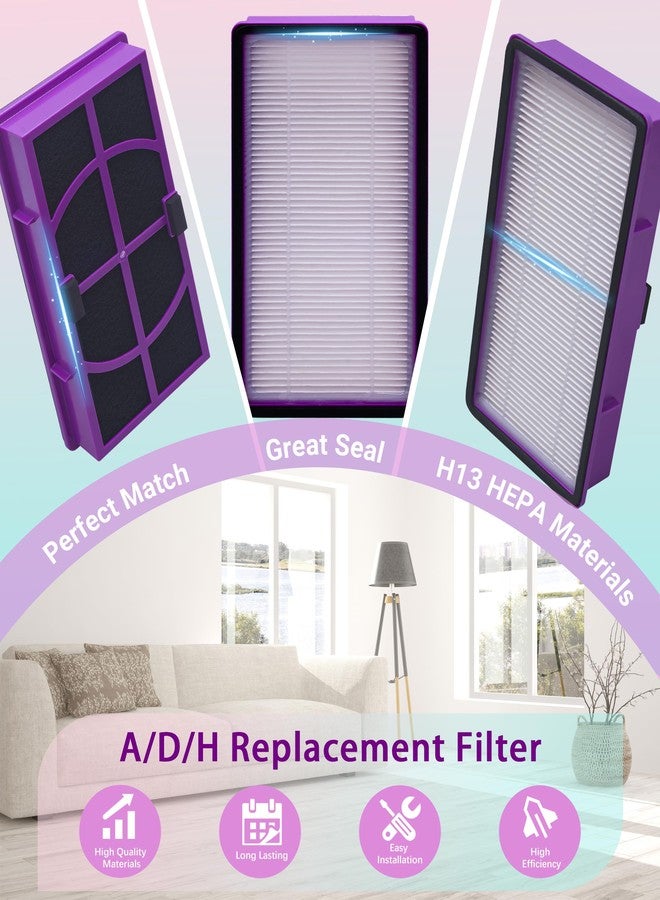فلتر بديل A/D/H متوافق مع فلتر 3M Filtrete FAP-TT-ADH، يُقارن بفلتر Honeywell HPA060 BWM، فلتر ترشيح 2 في 1 مع فلتر كربون نشط، قطعتان - Image 4