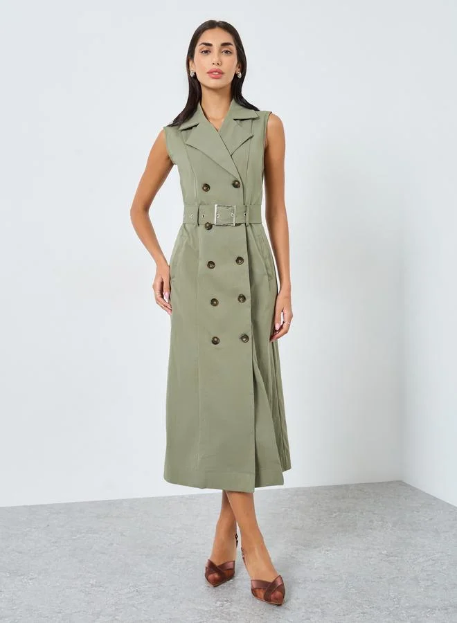 ستايلي فستان ميدي بليزر مع حزام خصر