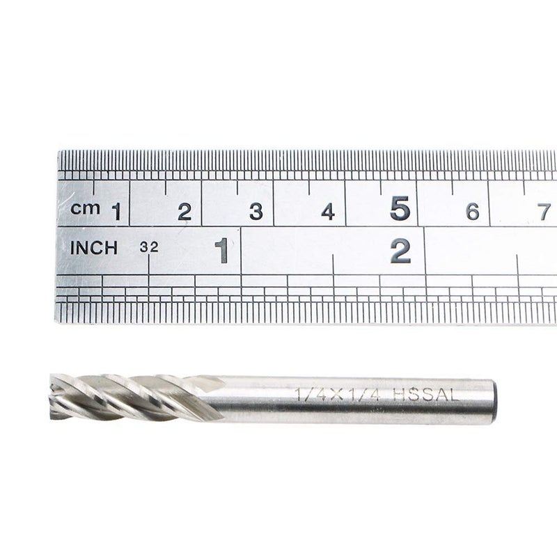 AUTOTOOLHOME 1/4 inch HSS 4 Flutes End Mills Milling Cutter End Drill Bit Straight Shank Pack of 2 CNC Milling Drill Bits Router Bits for Wood Aluminum Steel - Image 2