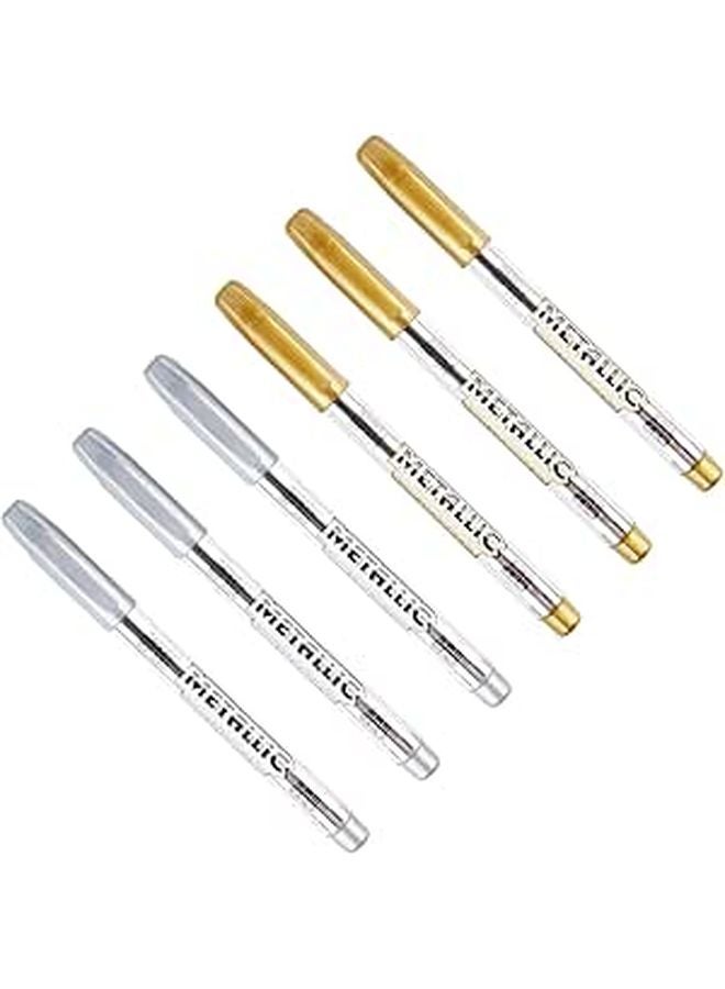 6 Pack Waterproof Paint Markers Set Bright Colors Smooth Writing Art Crafts - Image 1