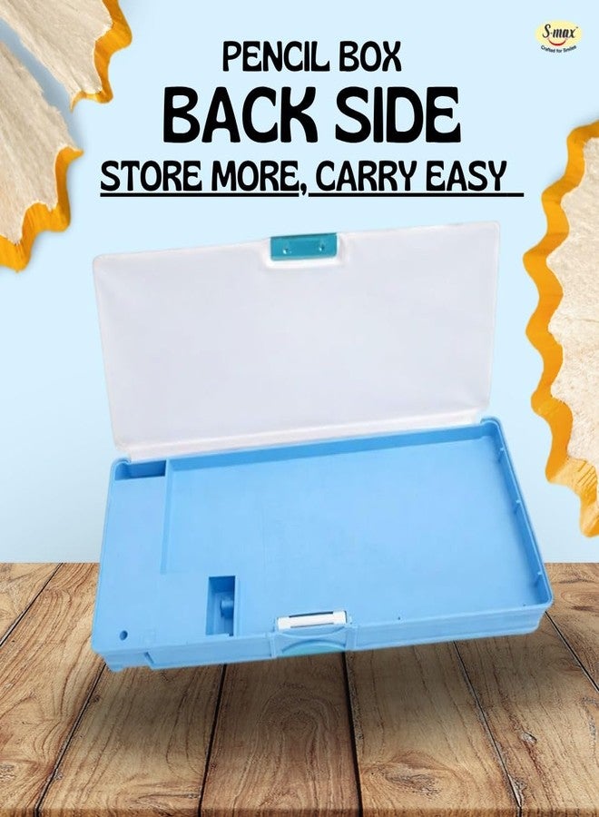 SMAX Space Theme Pencil Box for Kids with Sharpener & Compartments | Large Capacity Multipurpose Plastic Pencil Case for School Boys & Girls | Cartoon Astronaut Design Stationery Box - Image 5