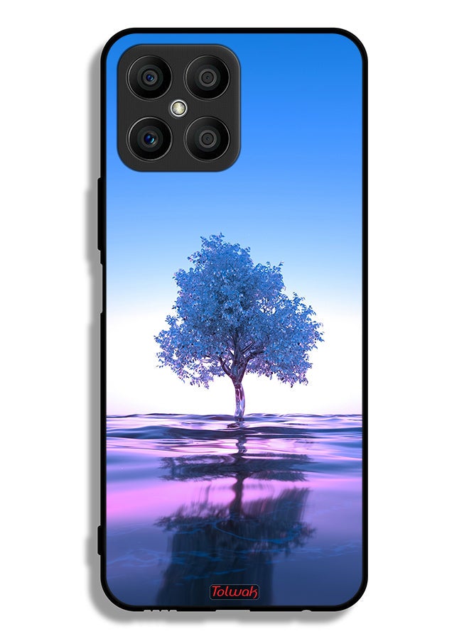 Tolwak غطاء حماية لهاتف Honor X8 4G بتصميم شجرة نيون وانعكاس الماء في الفن الرقمي - Image 2