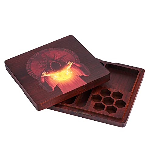 UDIXI 2 in 1 DND Dice Tray Bamboo Dice Box with Magnetic Lid DD Dice Holder Case Dice Tray Combined into One for RPG Tabletop Games Holds 6 Sets of Polyhedral DiceWizard - Image 5