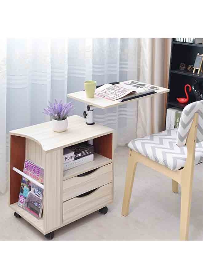 Generic Wooden Notebook Computer Desk, bedside cupboard,Bedside Table, Sofa Side Table, Movable and Fixed, Rotatable Desktop, Multiple Storage Space, White,60cm×40cm×90cm  - Image 2