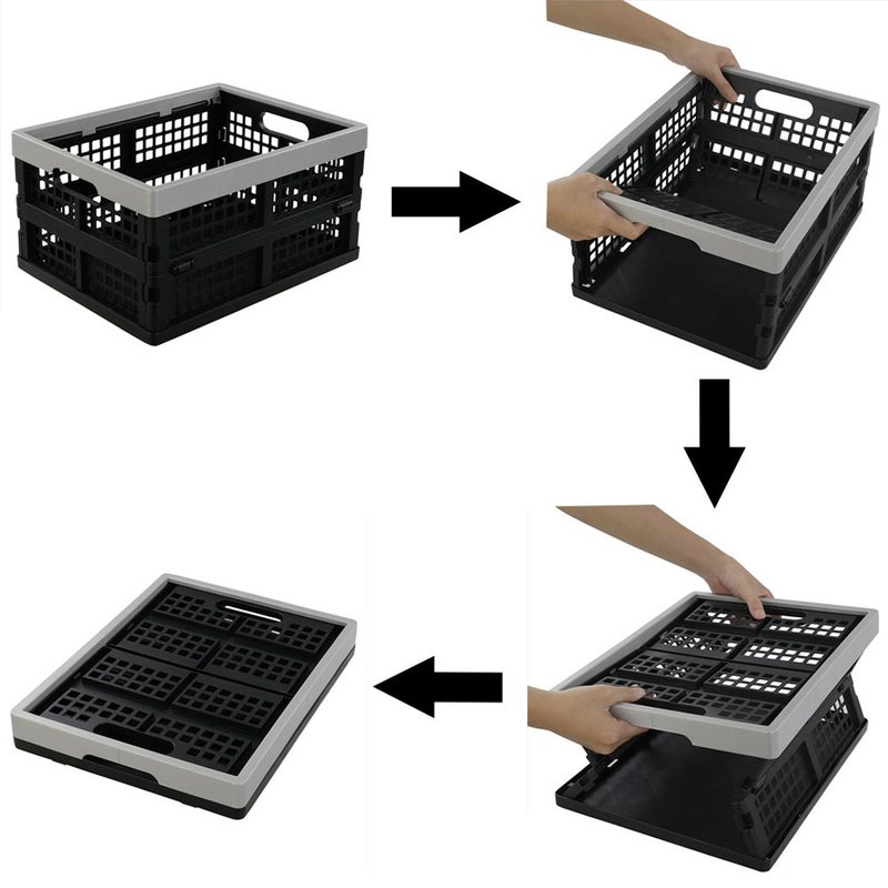 Jekiyo 16-Liter Folding Crates Storage, Collapsible Container Plastic, Set of 3 - Image 2
