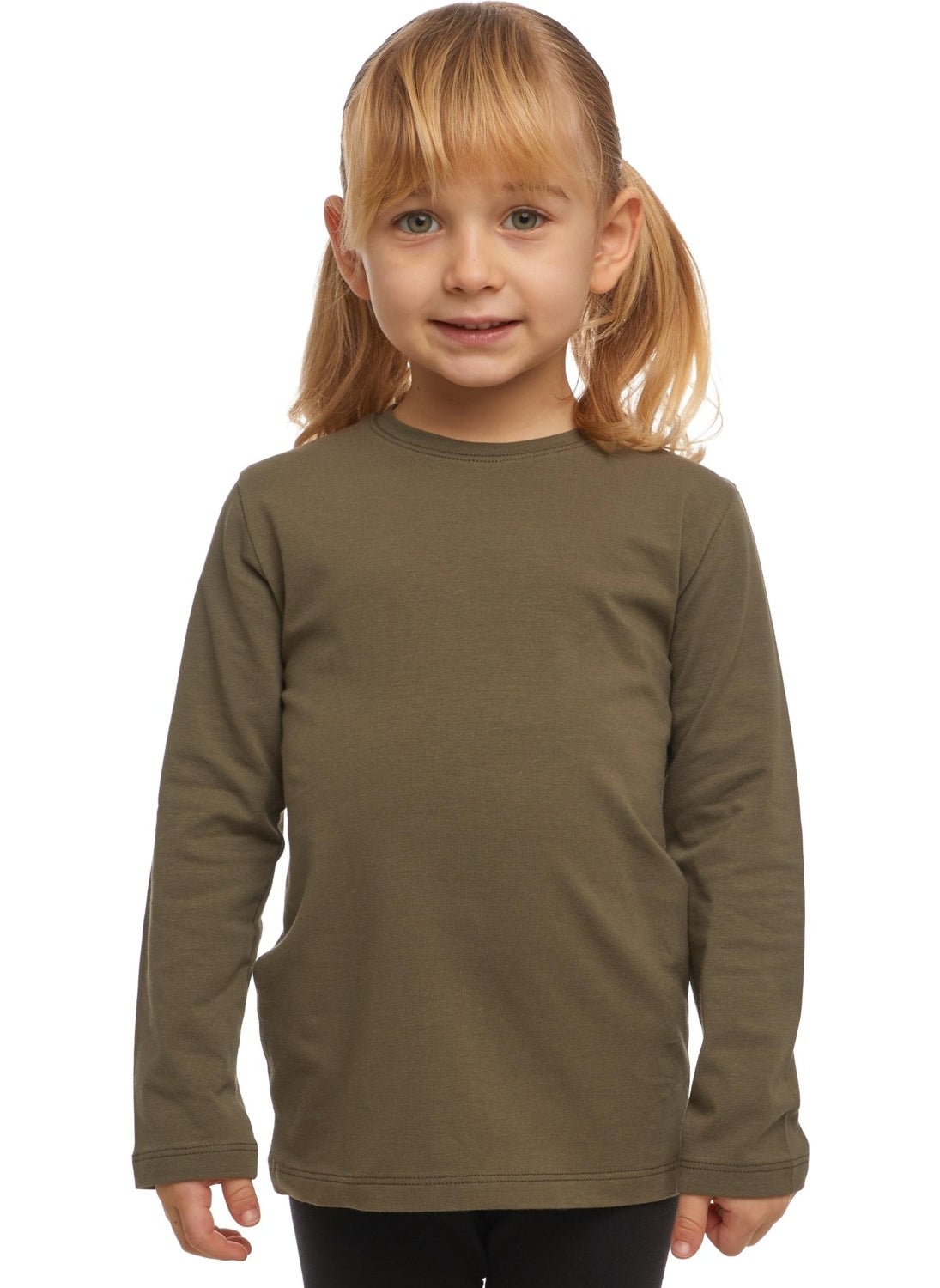 Lovetti - Camouflage Green Basic Unisex Kids Seasonal Zero Collar Long Sleeve T-Shirt - Image 1