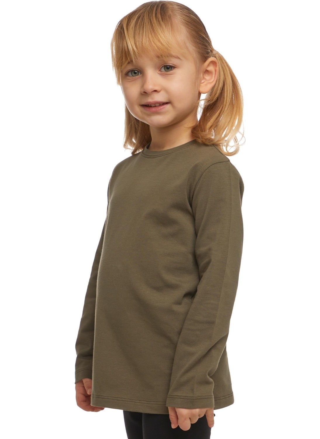 Lovetti - Camouflage Green Basic Unisex Kids Seasonal Zero Collar Long Sleeve T-Shirt - Image 1