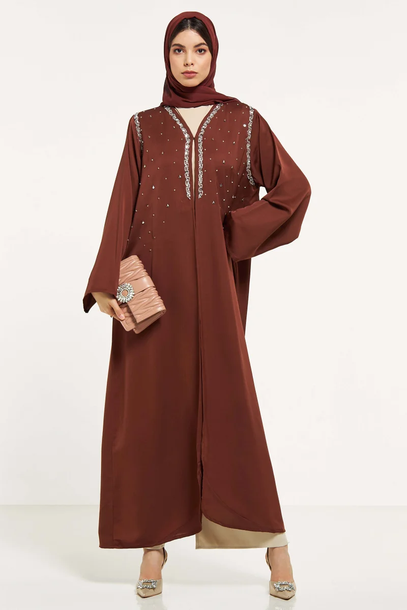 Moistreet Embellished Flared Sleeve Abaya