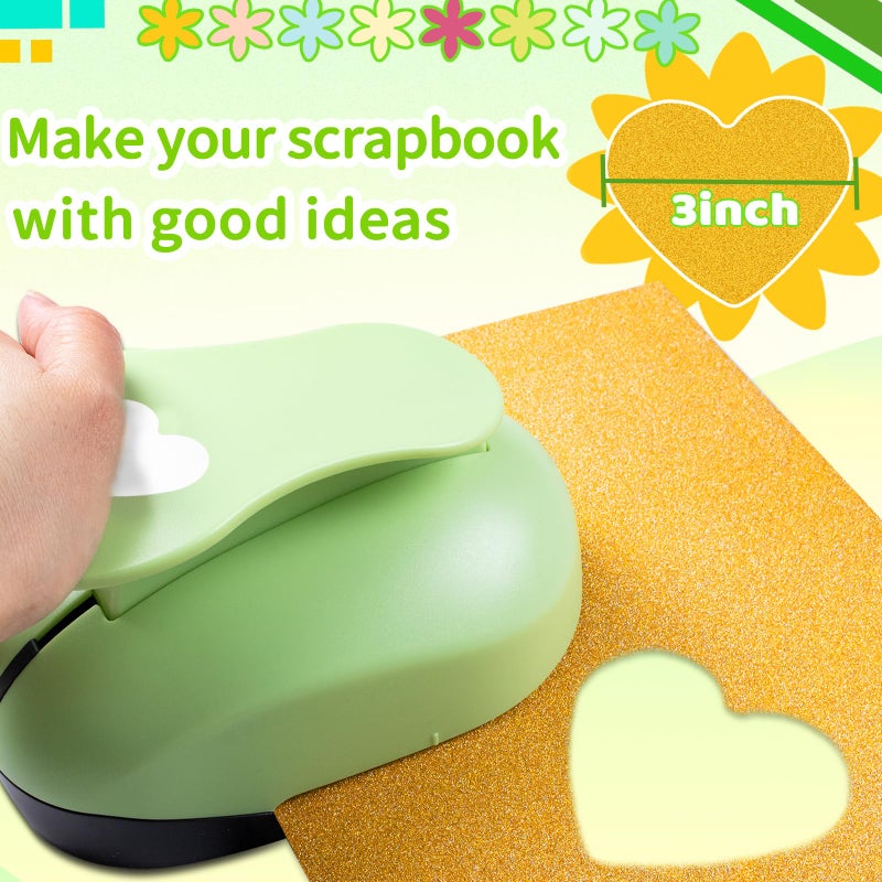 HKKYO Heart Hole Punch, 3 inch Heart Punch, Hearts Punches for Paper Crafts, Hearts Paper Punch, Heart Shaped Hole Punch, HeartCraft Punches, Large Shape HeartPunch for Cardstock, Scrapbooking - Image 2